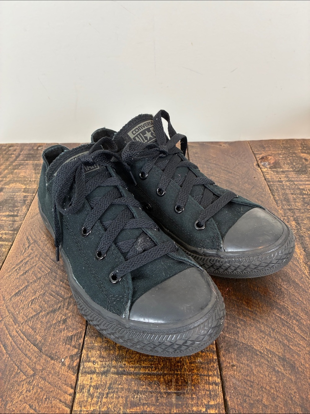 Converse Kids 3 All Black Low Top Canvas Sneakers Lace Up All Stars Chuck Taylor